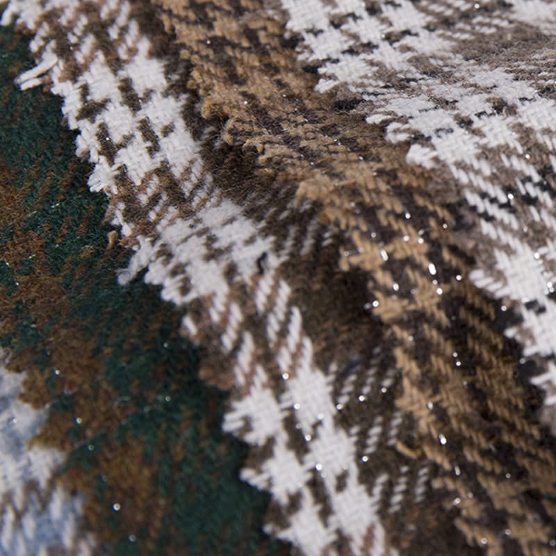 Mehrfarbig karierter Chemiefaser-Tweed-Stoff mit Metallic-Karo für Mäntel 2133