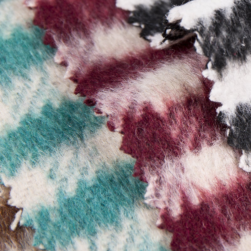 Vichy 10 % Wolle 90 % Chemiefaser-Bürsten-Tweed-Stoff 2221