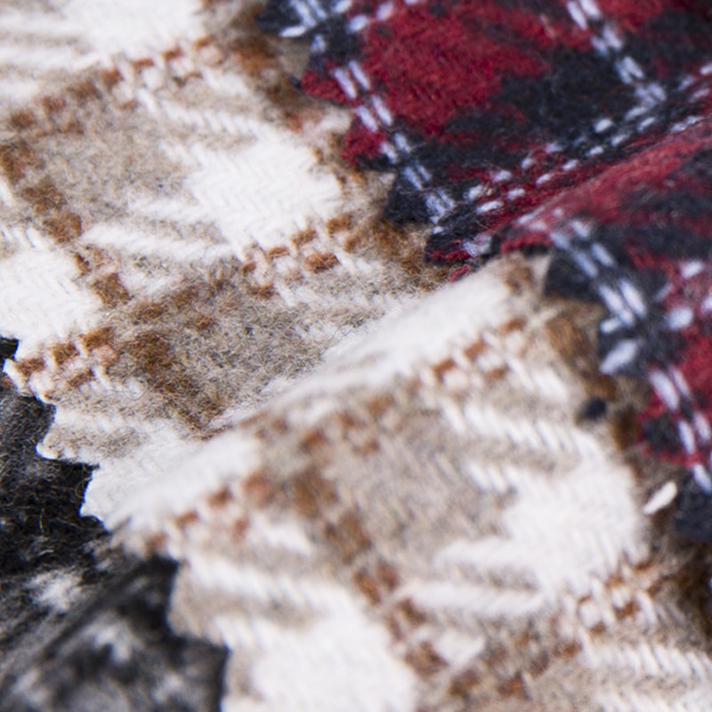 Vichy Plaid Tweed-Stoff aus 10 % Wolle und 90 % Chemiefaser