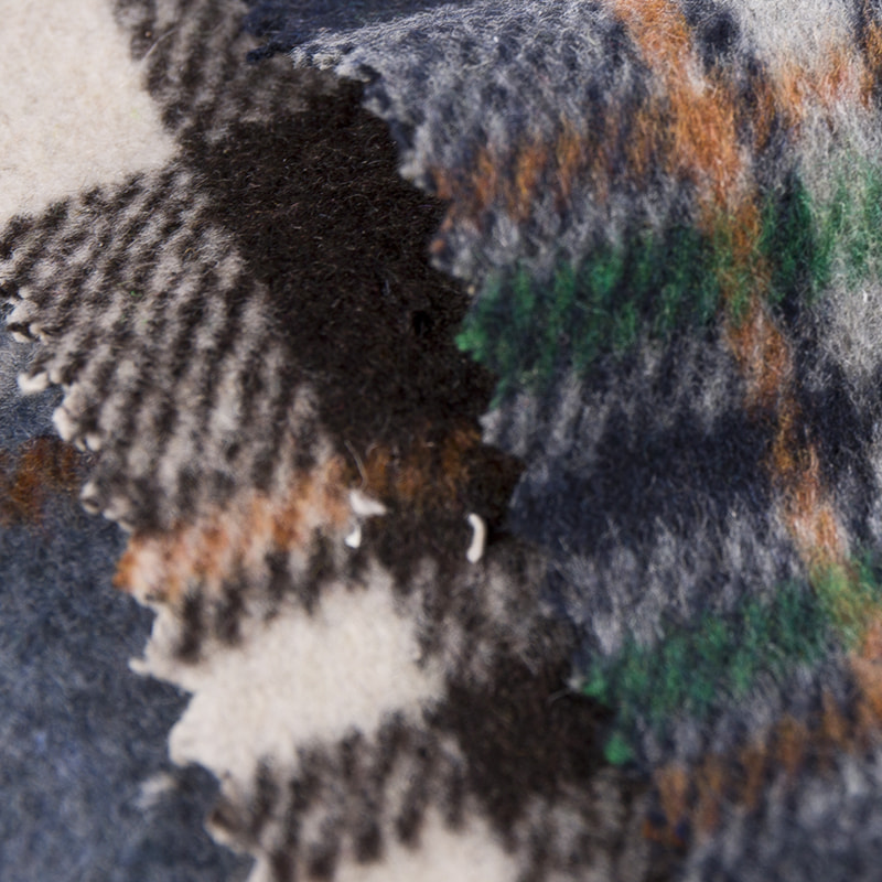 Braun-blau karierter Jacquard-Tweed-Stoff 3510