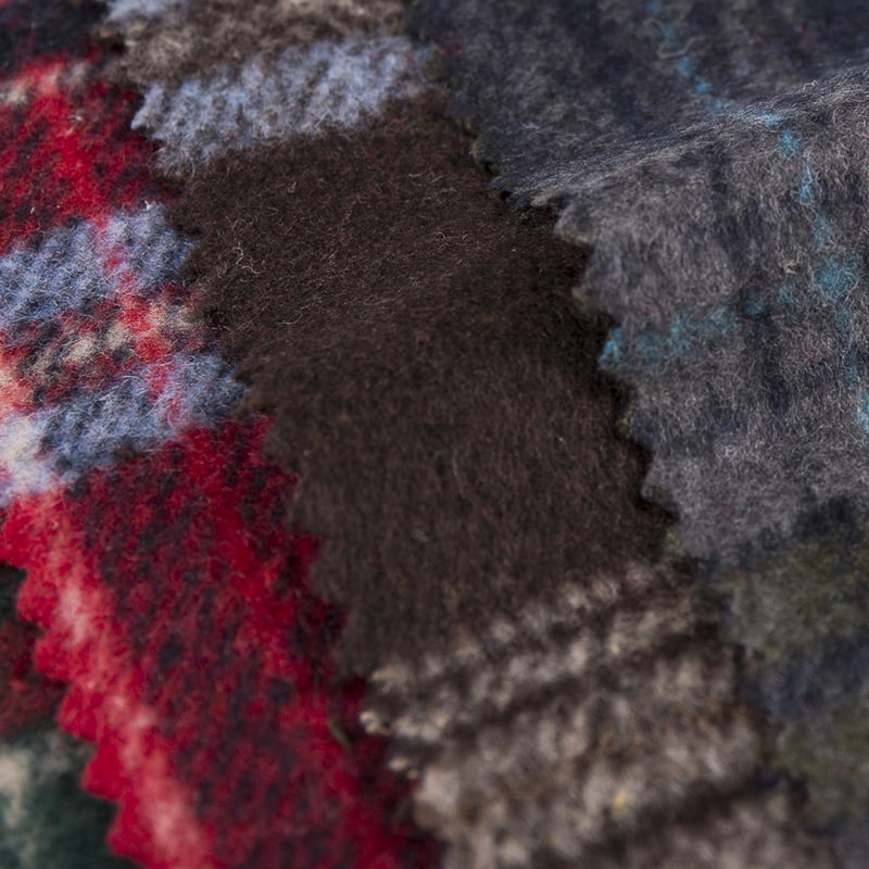 Brush Plaid Check Jacquard Langhaar-Tweed-Stoff 3545