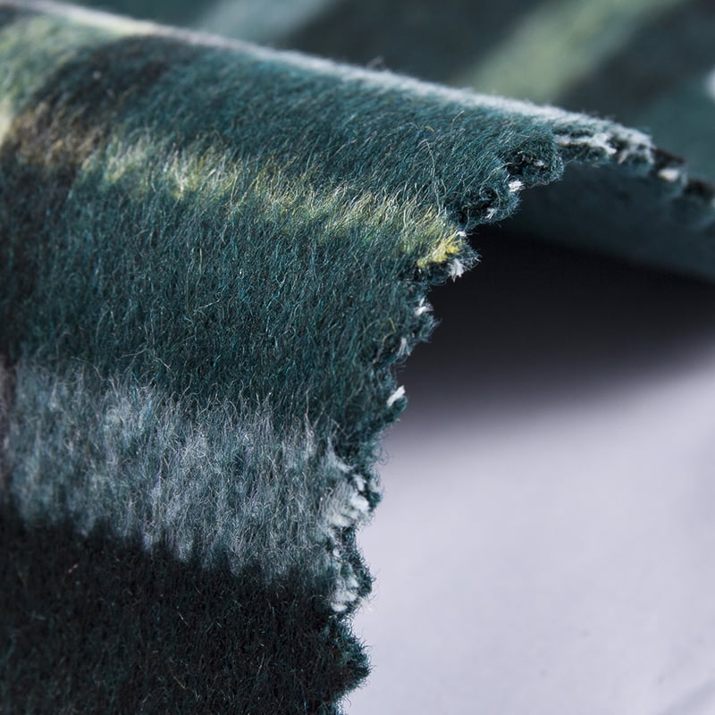 Grüner, gewebter Fleece-Stoff aus Vichy-Fensterscheibenmischung mit Karomuster für Mäntel SH2409