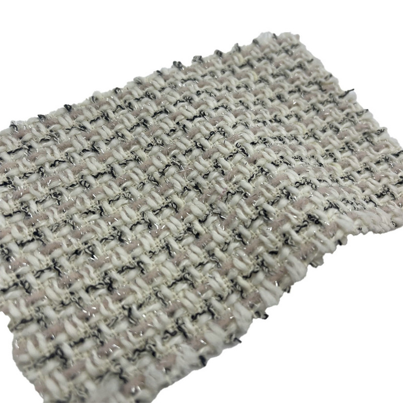 Hellrosa karierte Metallic-Tweed-Modestoffe für Kleid 23523