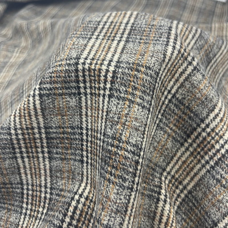 Kariertes Hahnentrittmuster aus braunem Metallic-Webstoff für Anzüge 250515