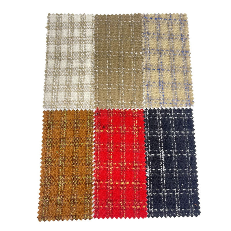 Gebürstete Chenille-Karo-gewebte Tweed-Stoffe für Damenbekleidung 3764
