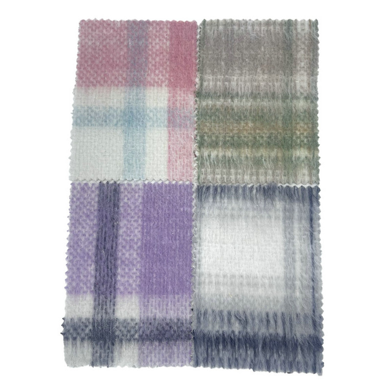 Lange Haare, lila Plaids, dicke Jacquardstoffe für Mäntel 3940