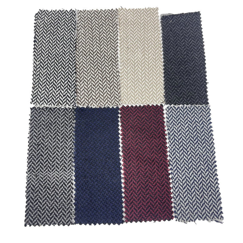 Dunkelblaue, mit Fischgrätenmuster geprägte, gewebte Jacquard-Tweed-Stoffe für Jacken 3947