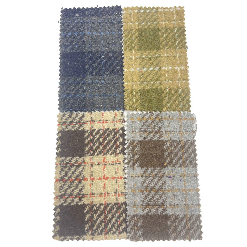 Twill gestreifte Plaids Wolle Jacquard Grüne Tweedstoffe für Kleidung 4144